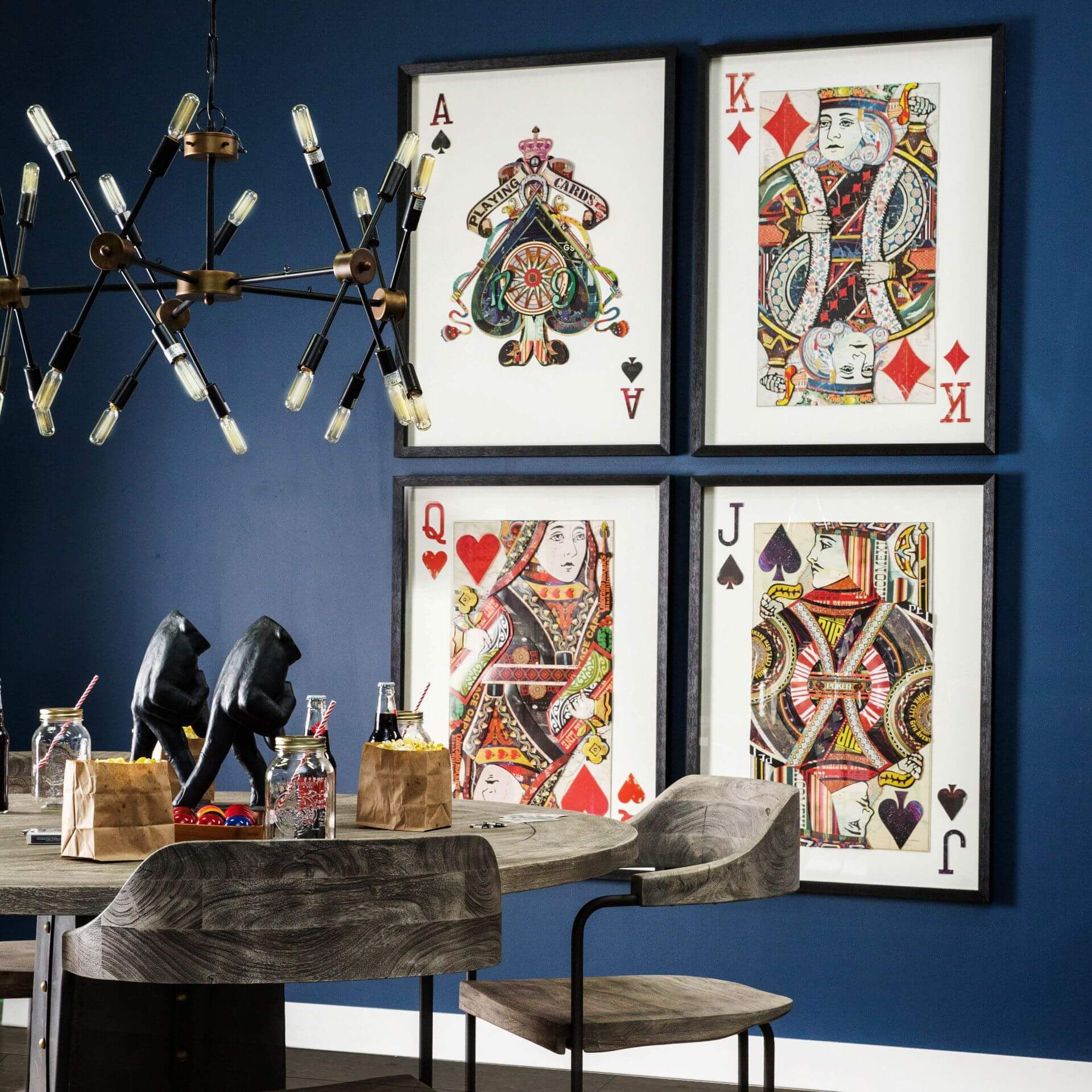Queen of Hearts II Wall Art - styled with other playing card wall art pieces