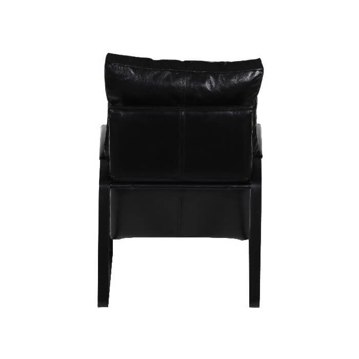 Eugene Leather Accent Chair in Black - back view