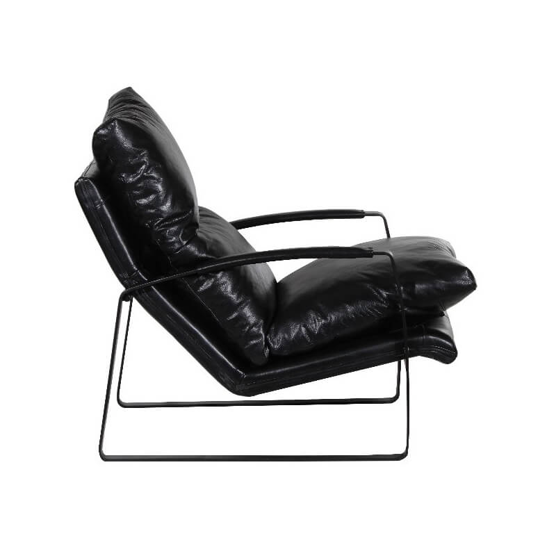 Eugene Leather Accent Chair in Black - side view