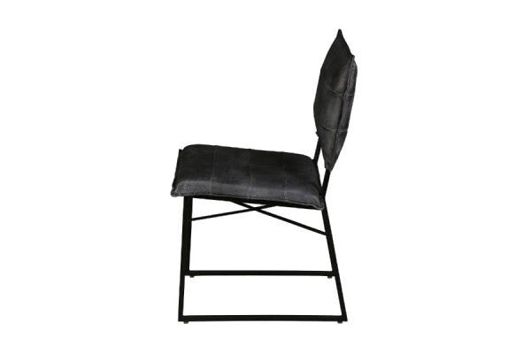 Malin Dining Chair in grey leather - side view