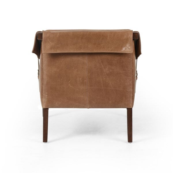 Bauer Leather Chair in Dakota Warm Taupe back view