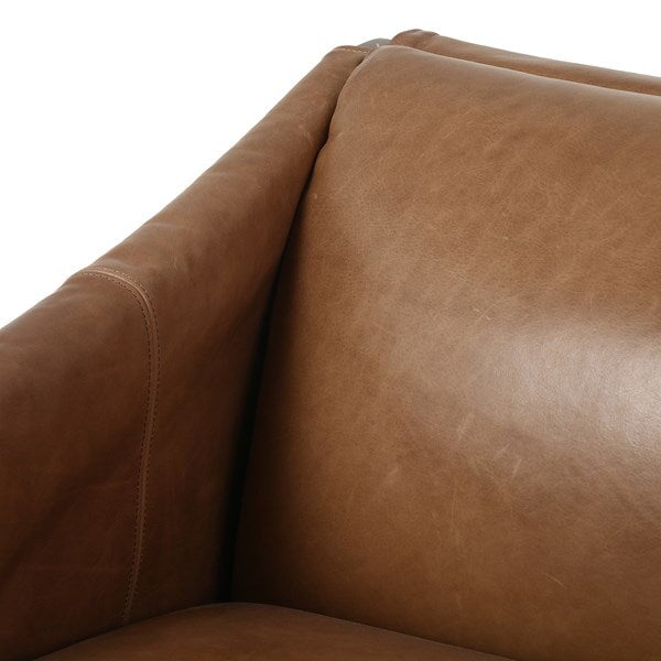 Bauer Leather Chair in Dakota Warm Taupe detail view