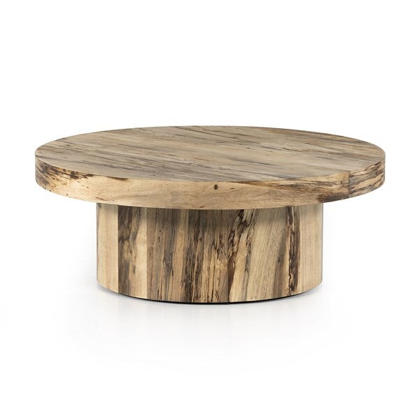 Hudson Pedestal Coffee Table in spalted primavera
