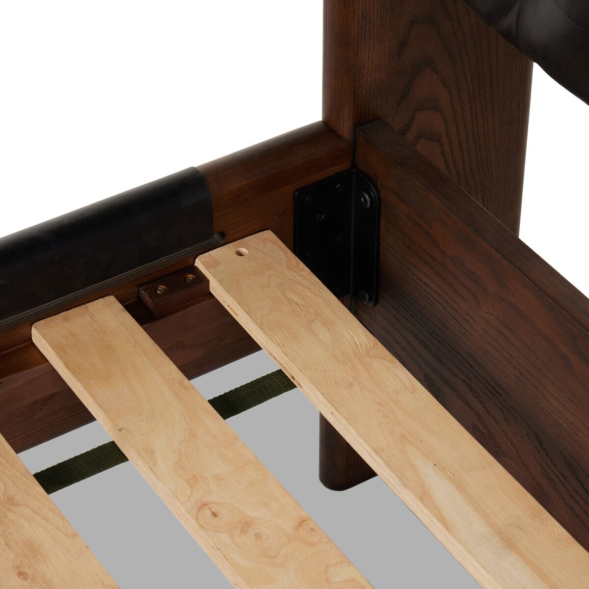 Halston Leather Bed - detail of platform bed slats