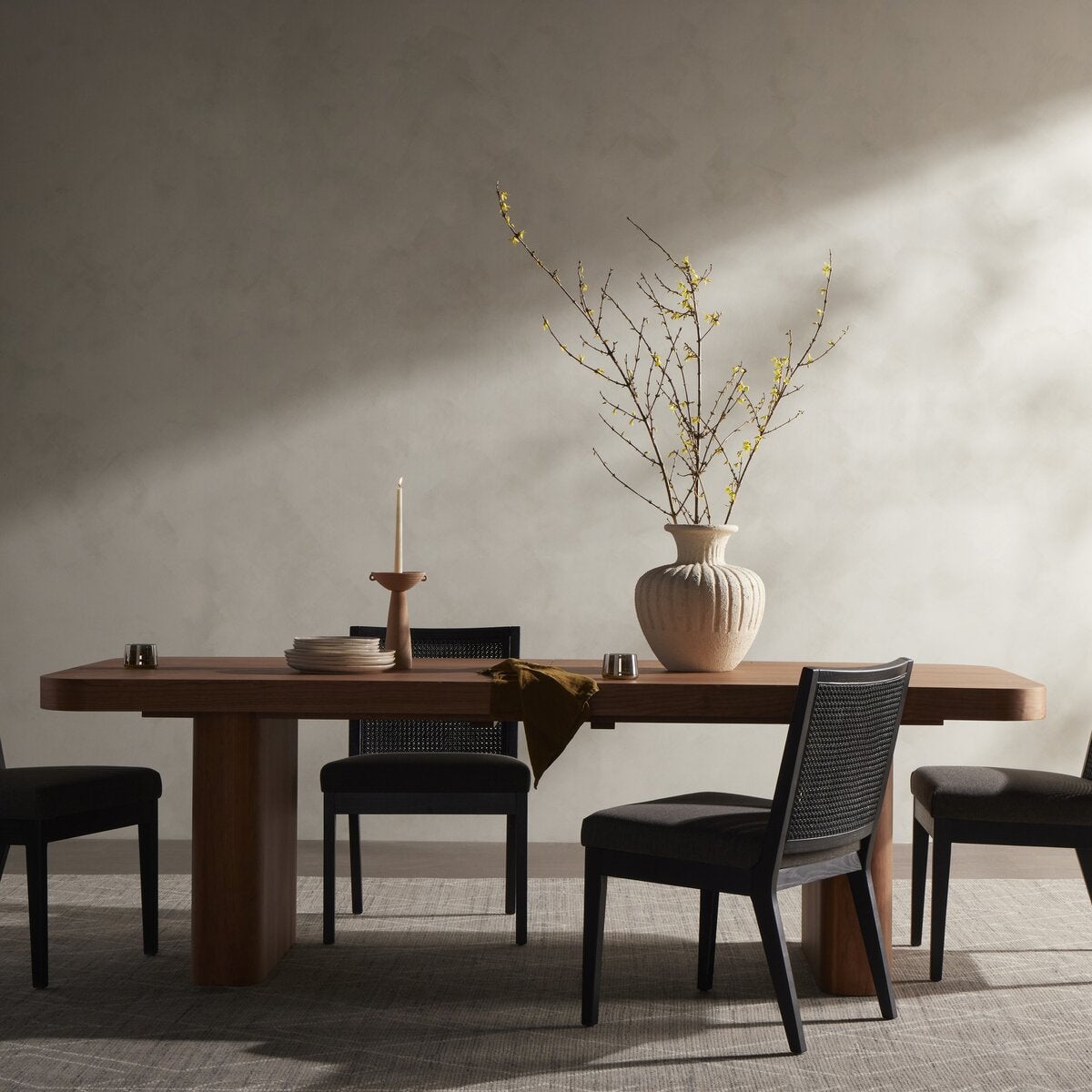 Rufina Extension Dining Table - styled without leaf