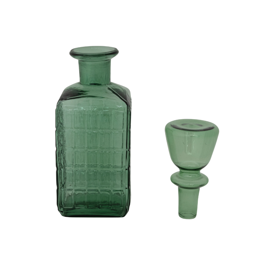 28 oz. Embossed Glass Decanter: Front Product View