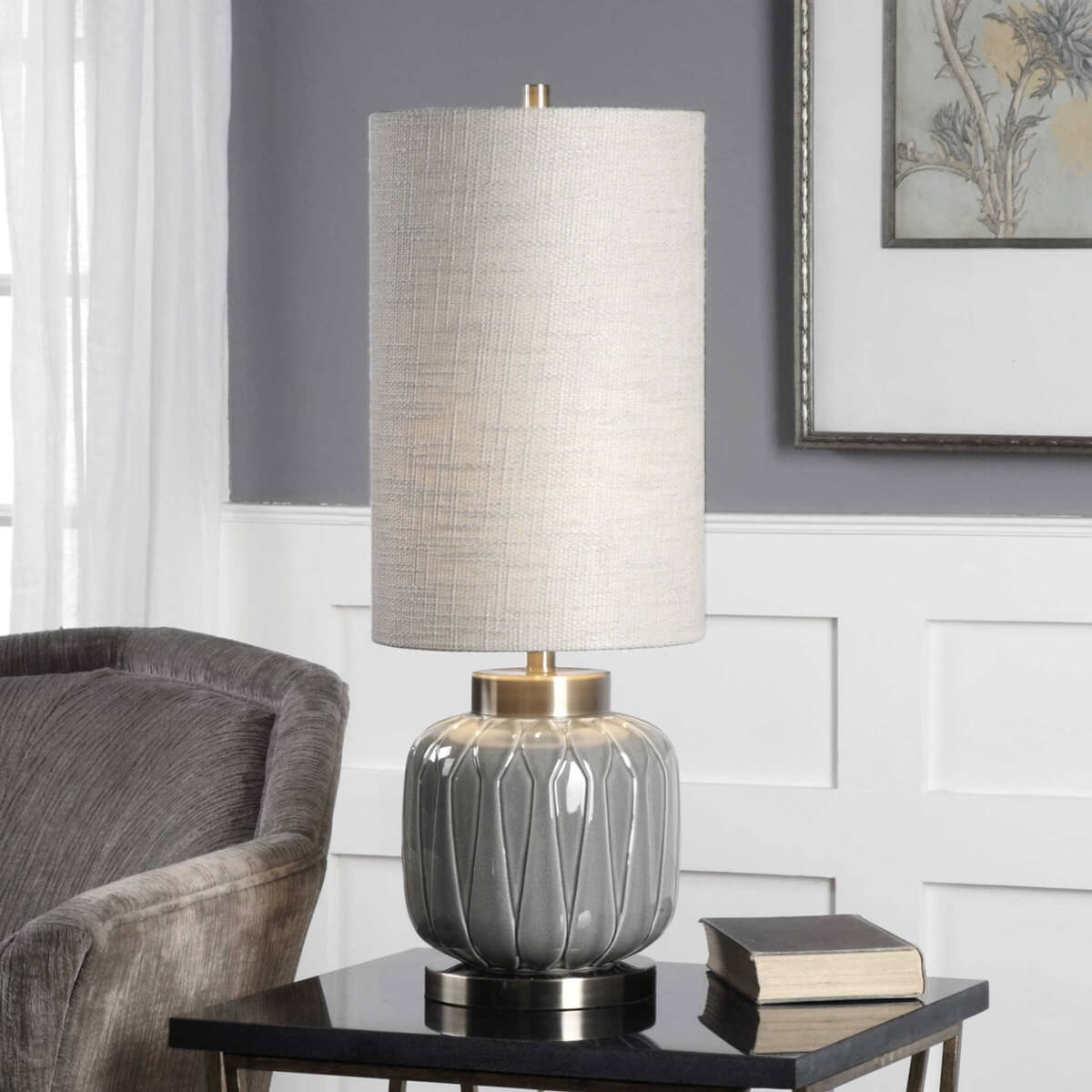 Zahlia Table Lamp - styled in a contemporary living room