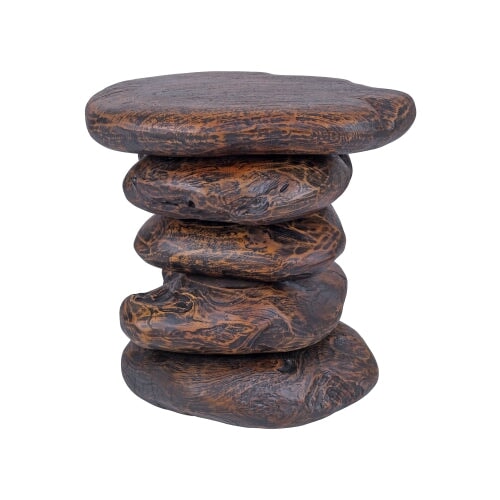 Katniss End Table - side view of reclaimed teak wood end table