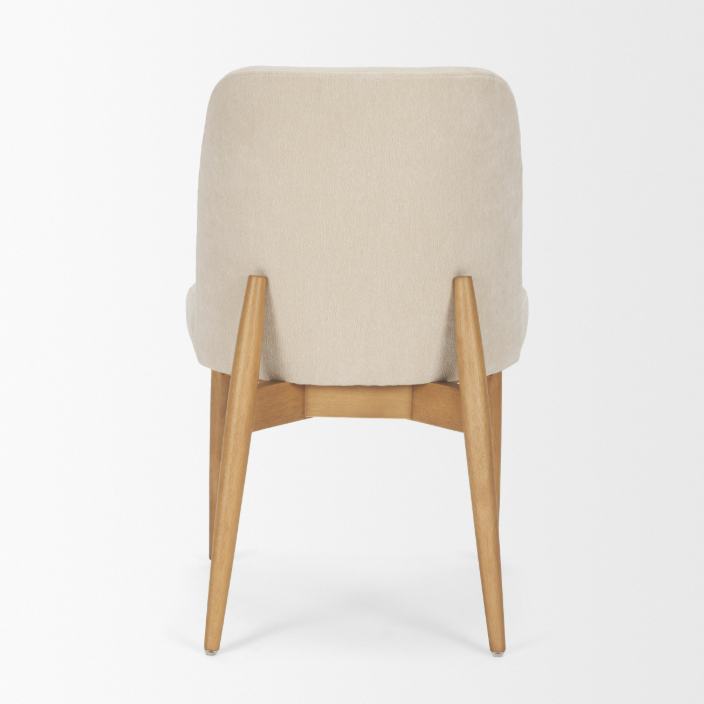 Abbie Dining Chair-Oatmeal Fabric with Brown Wood Frame: Product Back View