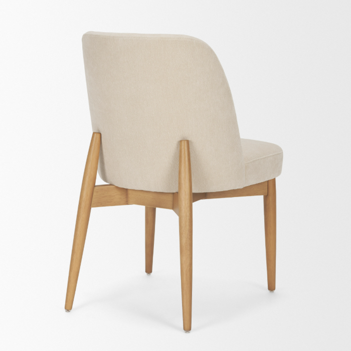 Abbie Dining Chair-Oatmeal Fabric with Brown Wood Frame: Product Quarter View