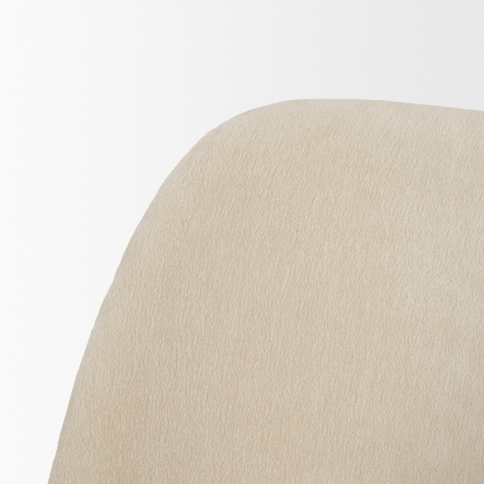 Abbie Dining Chair-Oatmeal Fabric with Brown Wood Frame: Up-Close Product Backrest Corner View