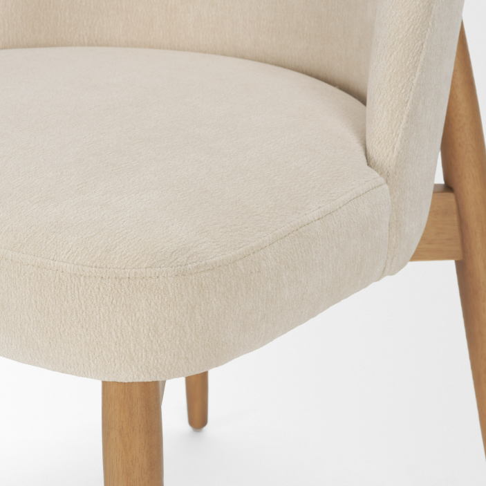 Abbie Dining Chair-Oatmeal Fabric with Brown Wood Frame: Product Seat View