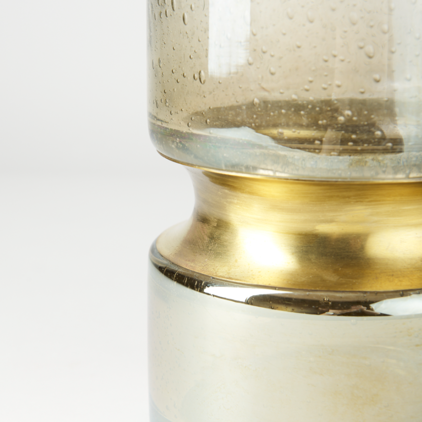 Adriatic I Glass Vase: Up-Close Gold Band View