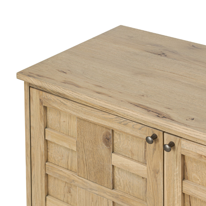 Alessio Media Console: Up-Close Product Corner View