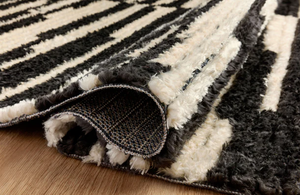 Chris Loves Julia X Loloi Alice Rug in Cream/Charcoal-Style Three: Product Folded View