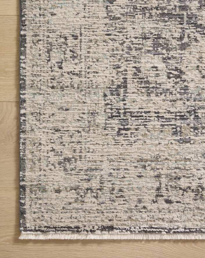 Amber Lewis Alie Rug in Charcoal/Beige: Up-Close Pattern View