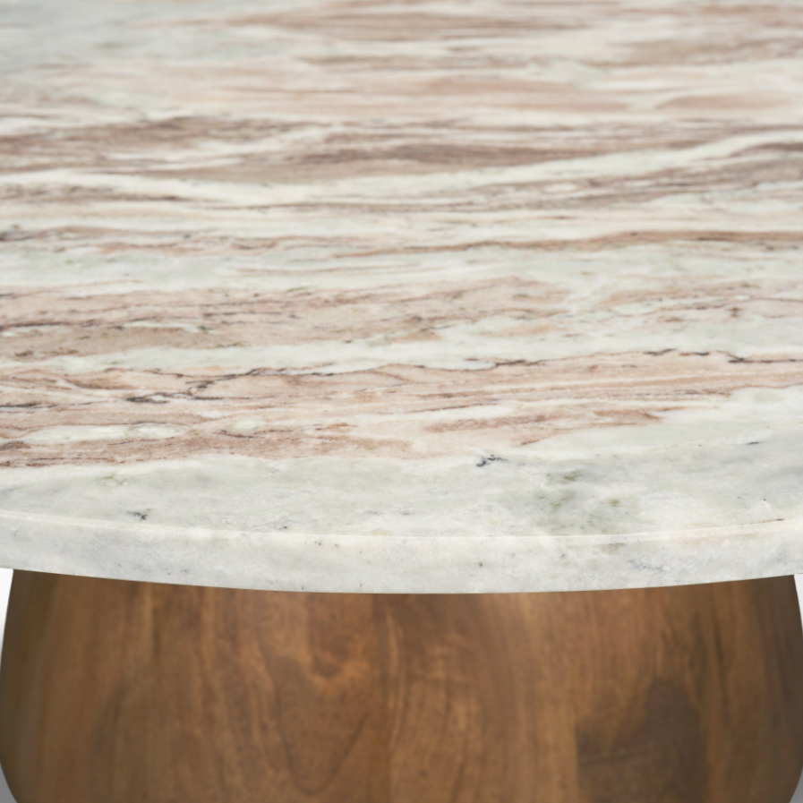 Allyson Coffee Table: Up-Close Tabletop Corner View