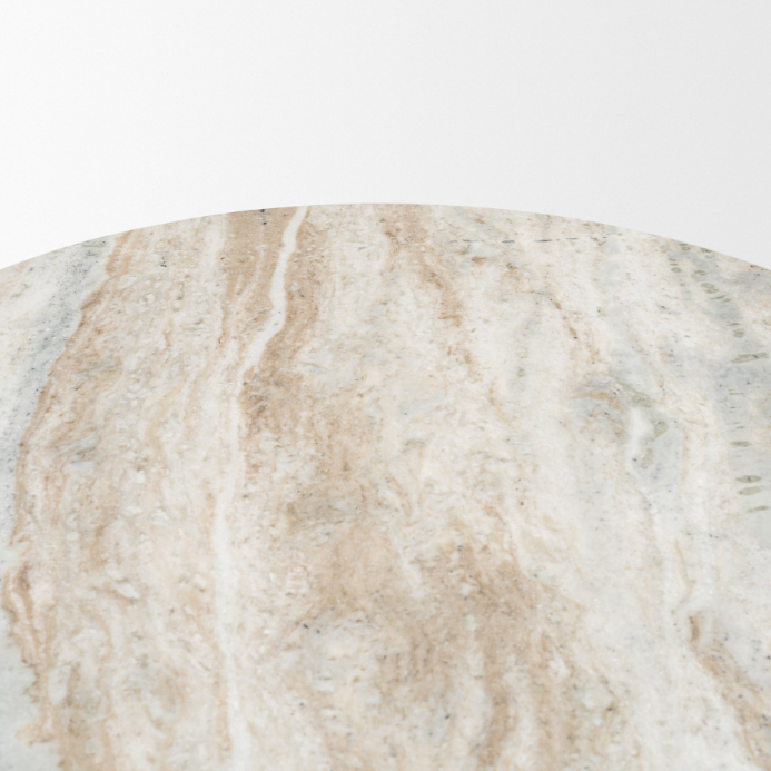 Allyson 32" Round Bistro Table-Savar Pink Marble & Brown Wood: 2nd Up-Close Tabletop Edge View