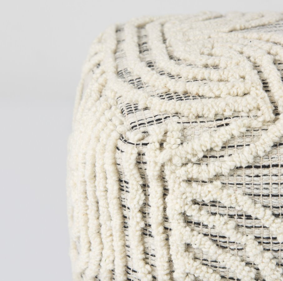 Amaya Wool & Cotton Pouf: Product Corner View