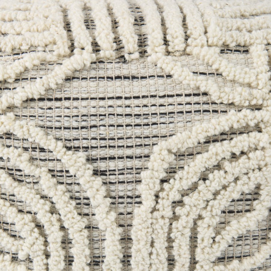 Amaya Wool & Cotton Pouf: Up-Close Texture View