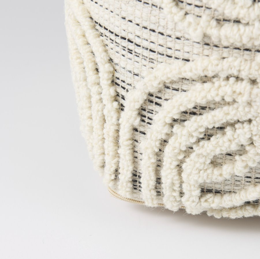 Amaya Wool & Cotton Pouf: 2nd Product Corner View