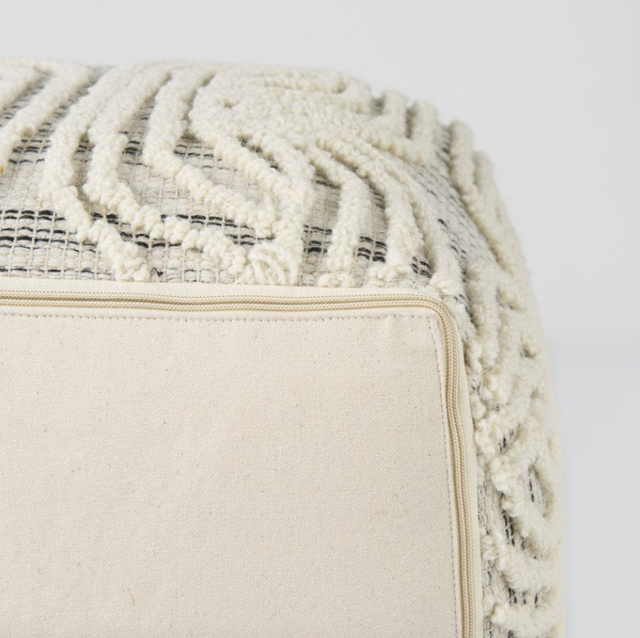 Amaya Wool & Cotton Pouf: Product Bottom View