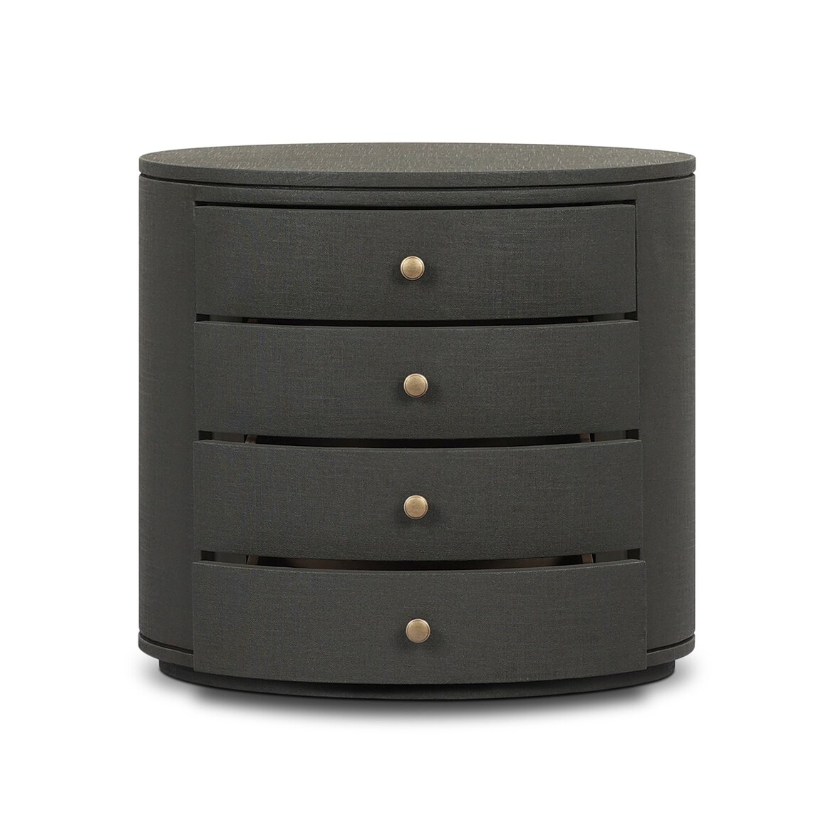 Amelia Oval Nightstand: Open Drawers Product View