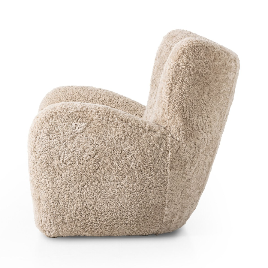 Amelie Chair-Beige Shearling: Product Side View