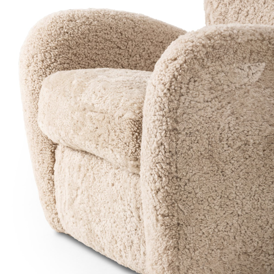 Amelie Chair-Beige Shearling: Up-Close Product Seat View