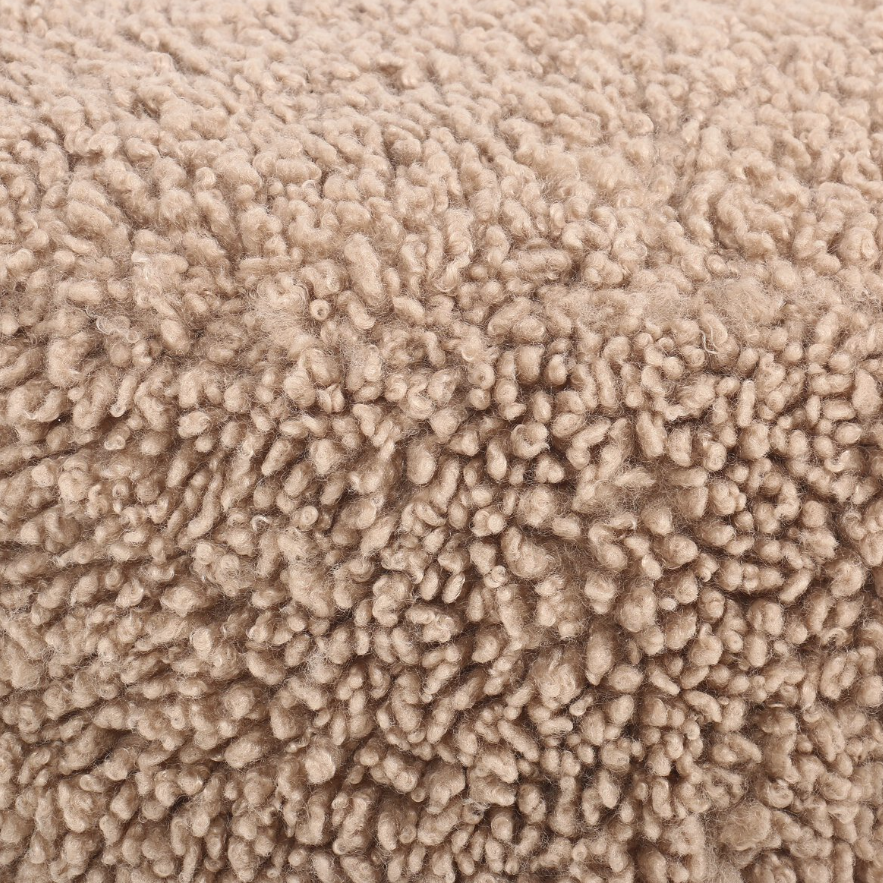 Aniston Ottoman: Up-Close Faux Mongolian Shearling Upholstery