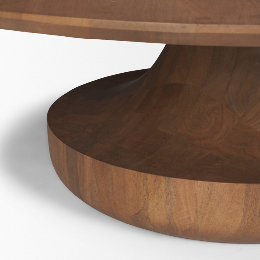 Arna Coffee Table: Up-Close Pedestal Base View