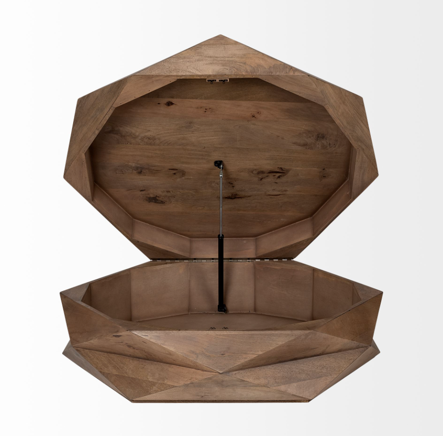 Arreto Hexagonal Coffee Table: Front Open Storage Product View