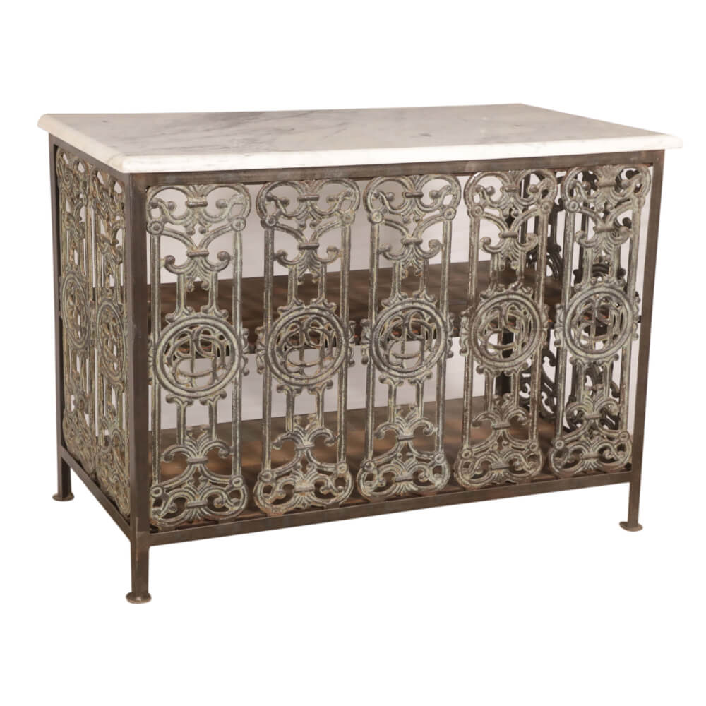 Iron Console Table with Marble Top-Style A: Available at City Home PDX