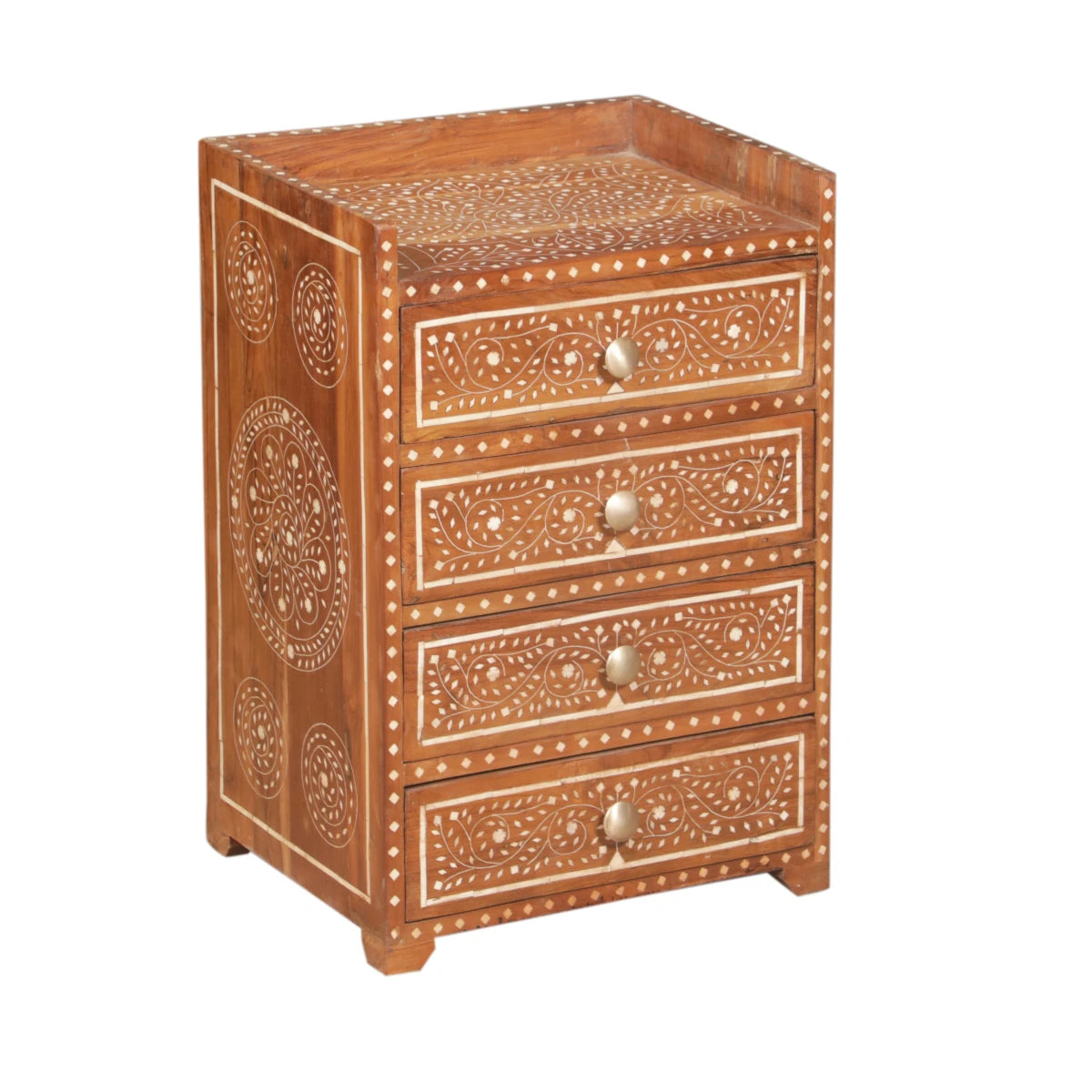 Teak Chest of Drawers with Bone Inlay-Style Three: Product View