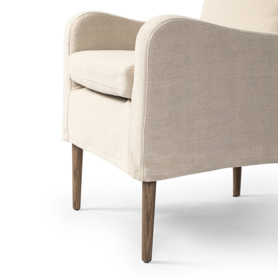 Amber Lewis x Four Hands Aurelia Dining Chair-Broadway Dune: Tapered Legs Product View