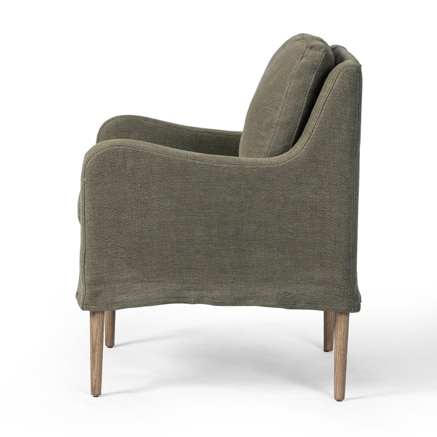 Amber Lewis x Four Hands Aurelia Dining Chair-Broadway Olive: Product Side View