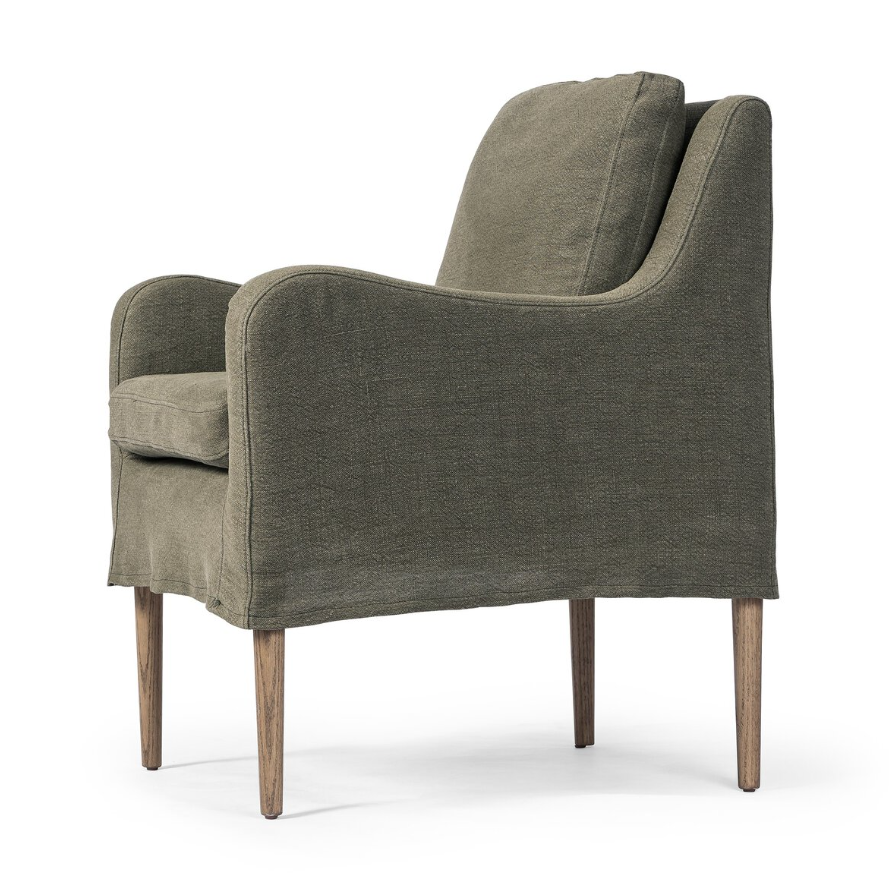 Amber Lewis x Four Hands Aurelia Dining Chair-Broadway Olive: Product Quarter View