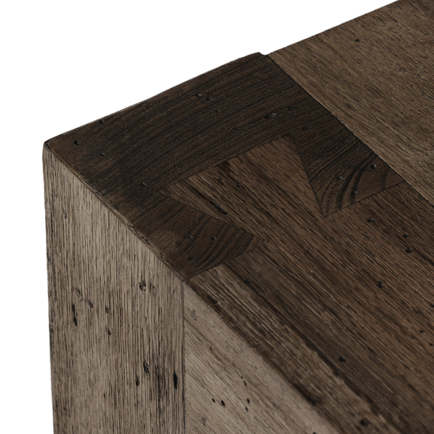 Abaso End Table-Ebony Rustic Wormwood Oak: Dovetail Joinery Detailing