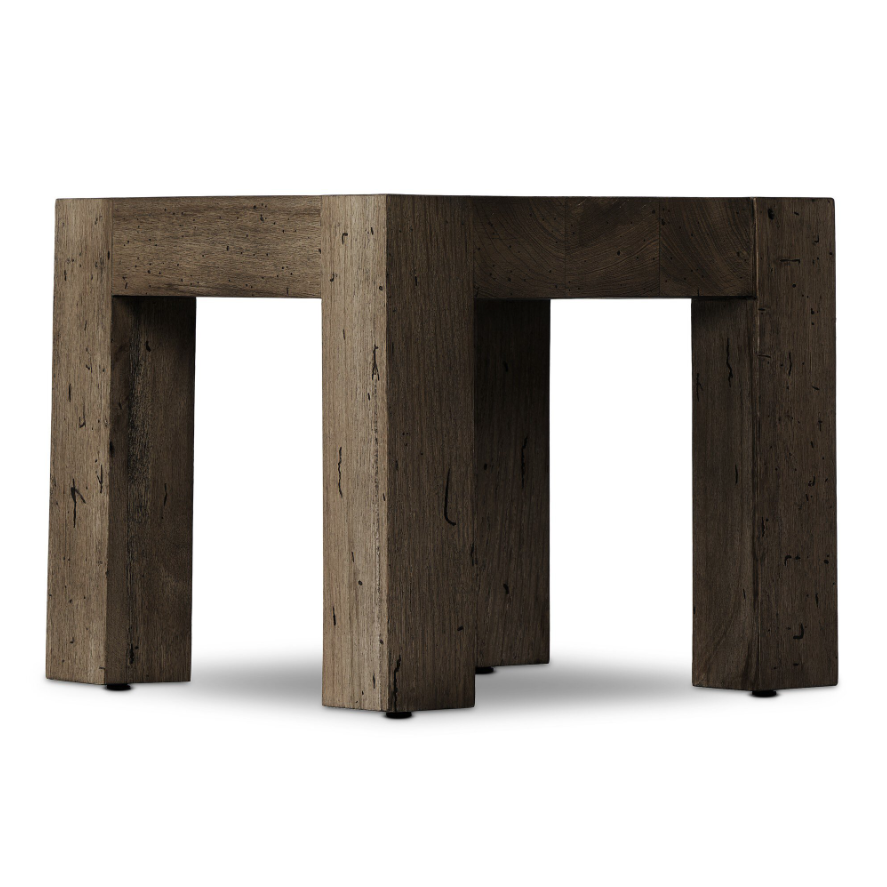 Abaso End Table-Ebony Rustic Wormwood Oak: Product Side View