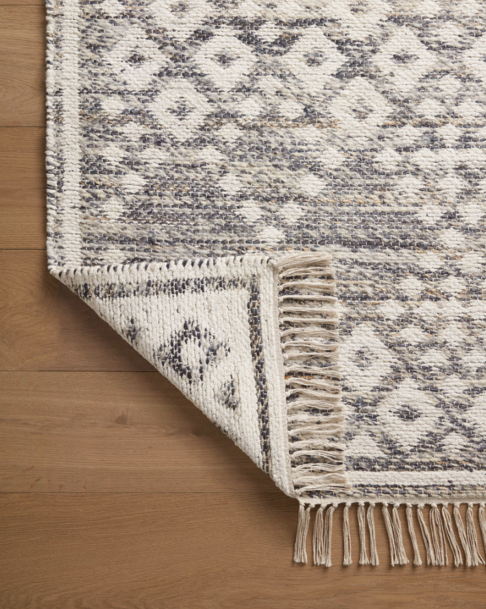 Angela Rose Rivers Rug in Denim/Ivory: Up-Close Product Back View