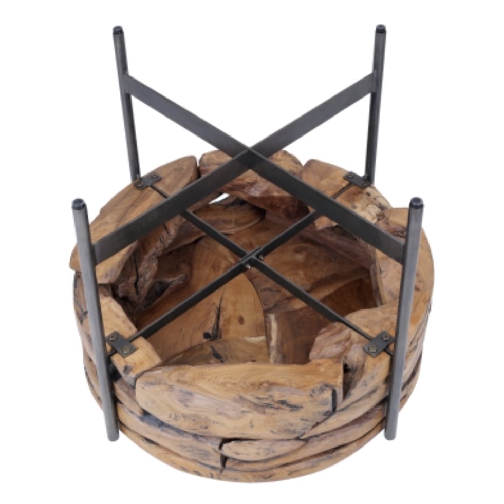 Bardo Reclaimed Teak Side Table: Underneath Product View