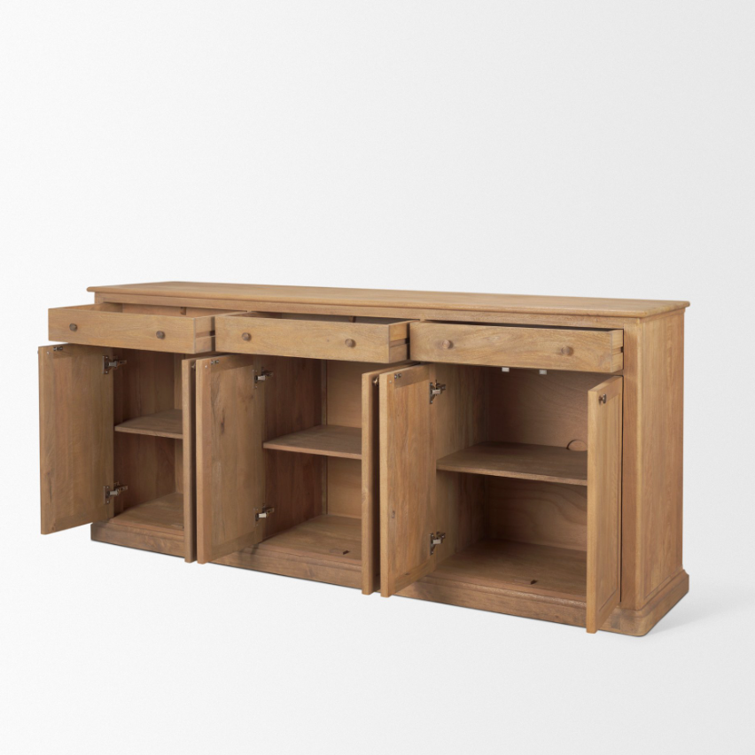 Baron 6 Door Sideboard: Open Product Storage View