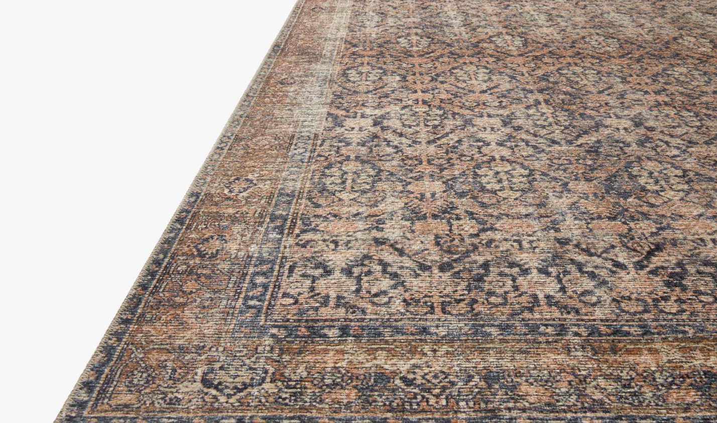 Amber Lewis X Loloi Billie Rug in Ink/Salmon: Product Pile Height View