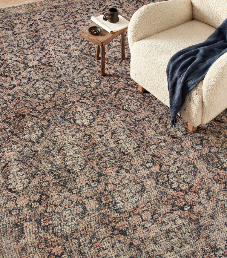 Amber Lewis X Loloi Billie Rug in Ink/Salmon: Product Style View
