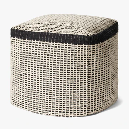 Black/Ivory Woven Pouf: Available at City Home PDX