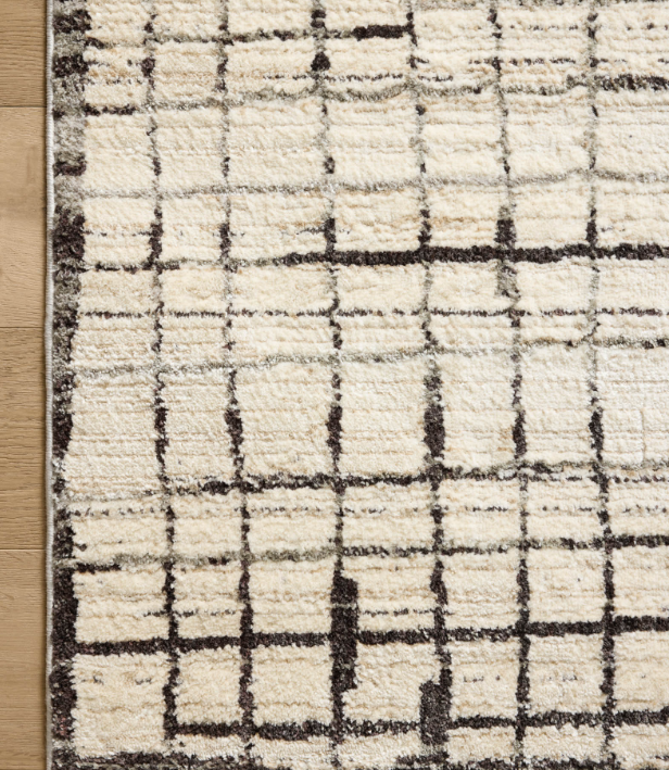 Jeremiah Brent X Loloi Bleecker Rug in Ivory/Charcoal: Up-Close Pattern View