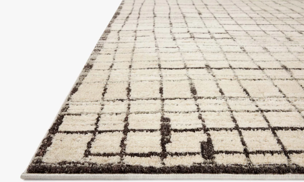Jeremiah Brent X Loloi Bleecker Rug in Ivory/Charcoal: Product Pile Height View