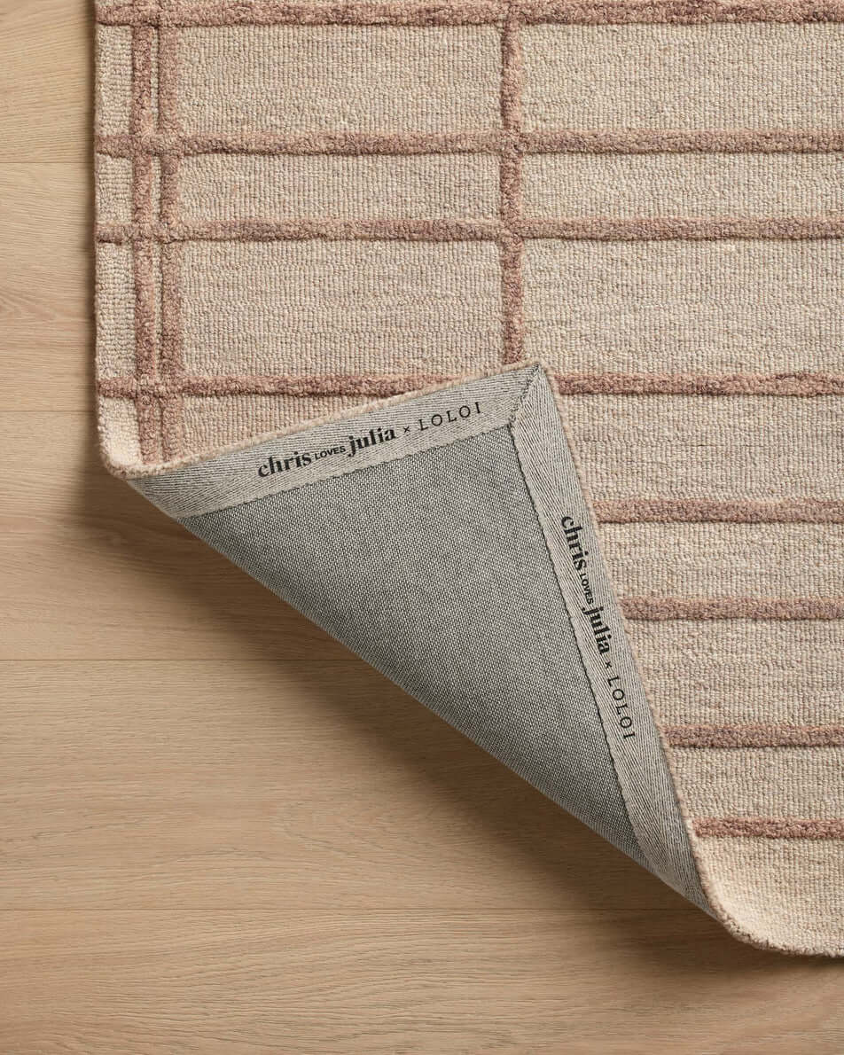 Chris Loves Julia × Loloi Bradley Rug in Rose/Blush - detail showing rug back