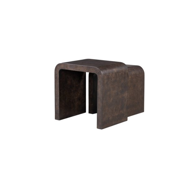 Brea Nesting Tables in Chocolate burl: Smaller Table Back View