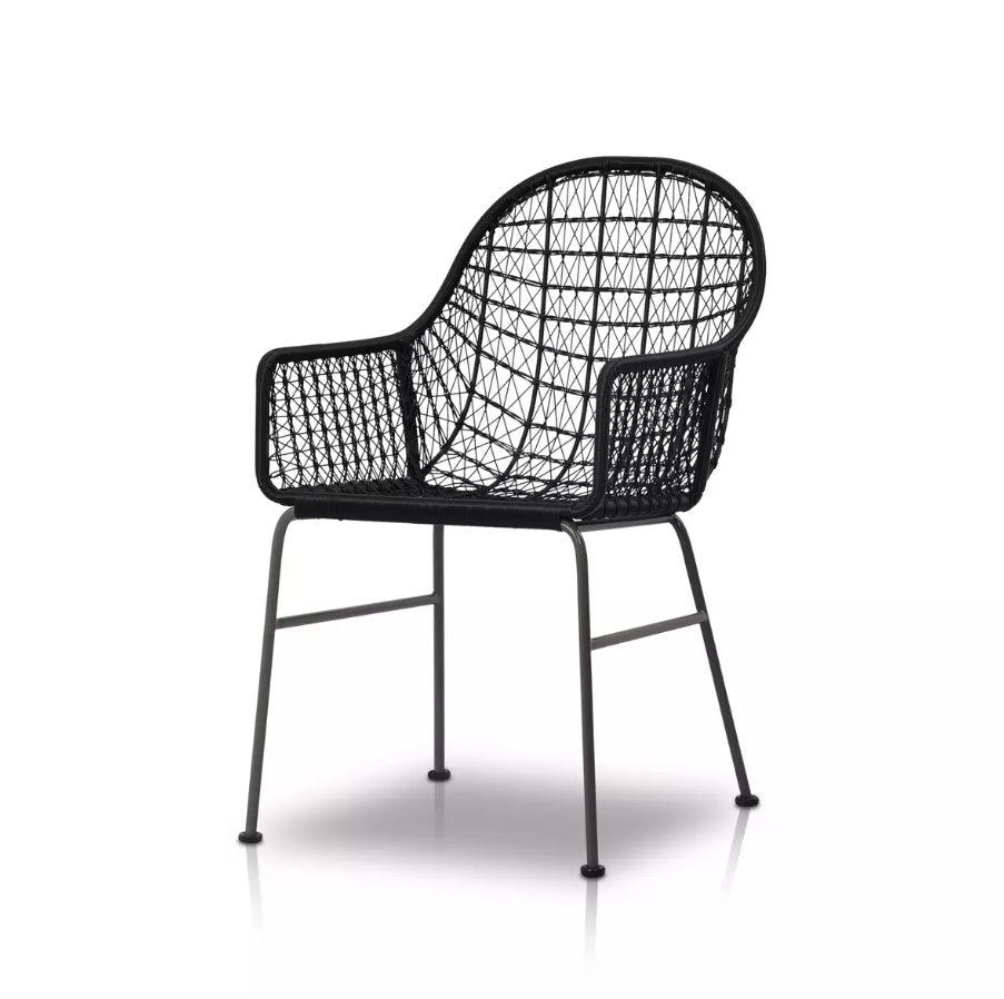 Bandera Outdoor Woven Dining Chair: In Smoke Black Finish